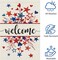 Welcome 4th of July Patriotic Garden Flag 12x18 Double Sided Burlap, Memorial Day Star Heart Pattern Yard Flags for Rustic Independence Day Outdoor Decor (ONLY FLAG)